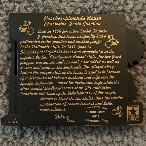 Shelia’s Charleston South Carolina 3D Wooden Decor Home - Picture 3 of 6